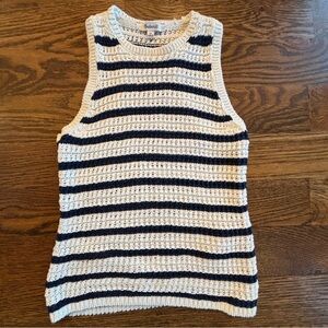 Madewell Navy and White Striped Sweater Tank Top